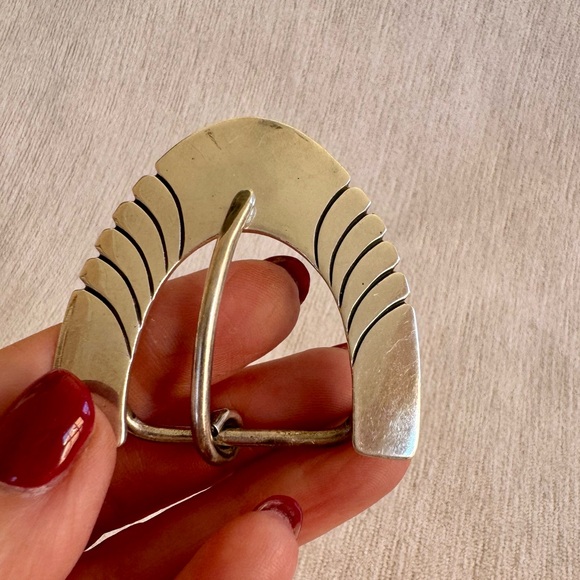 Vintage sterling silver belt buckle and two keepers. 1.25” - Picture 3 of 10